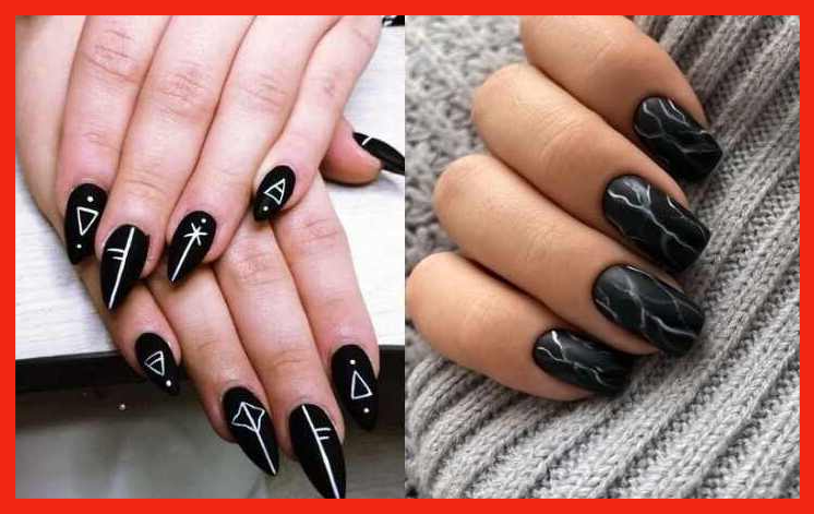 Uñas Negras Elegantes 2023 ❤️ Diseños Cortas y largas en Moda